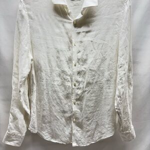 Baird McNutt Murano Shirt Men’s Sz L Slim Fit White Linen Lightweight Button Up